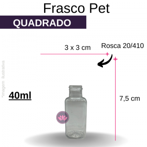 FRASCO PET 40 ML B/20/410 QUADRADO