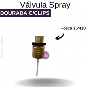 VALVULA B/15 SPRAY DOURADA C/ CLIPS PRETO