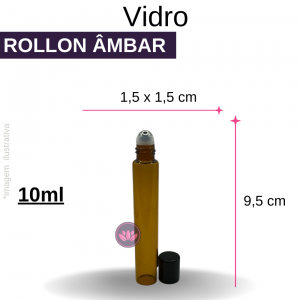 VIDRO ROLLON 10 ML C/ TAMPA ALUMINIO AMBAR