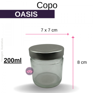 POTE VIDRO 200 ML OASIS C/ TP METAL CORES