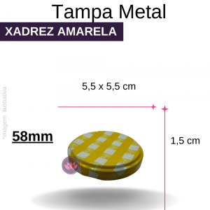 TAMPA METAL 58MM XADREZ AMARELO