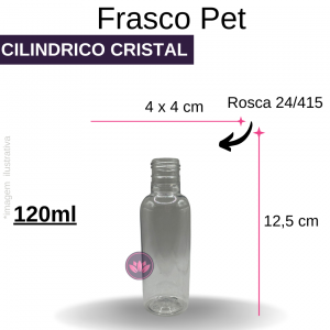 FRASCO PET 120 ML B/24/415 CILINDRICO CRISTAL