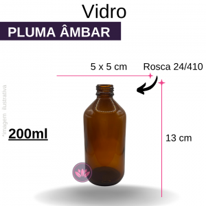 VIDRO PLUMA ÂMBAR 200 ML B/24