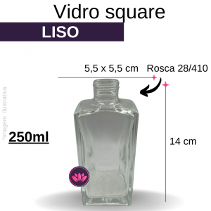 VIDRO SQUARE 250ML B/28 LISO