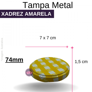 TAMPA METAL 74MM XADREZ AMARELA