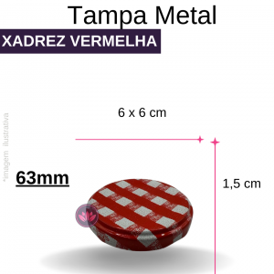 TAMPA METAL 63MM XADREZ VERMELHA