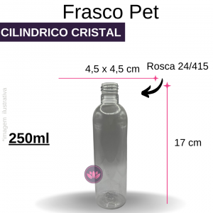 FRASCO PET 250 ML B/24/415 CILINDRICO CRISTAL