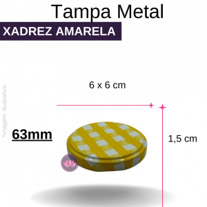 TAMPA METAL 63MM XADREZ AMARELA