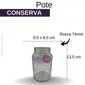 POTE VIDRO 600 ML CONSERVA R/74 S/TP