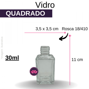 VIDRO QUADRADO 30 ML B/18