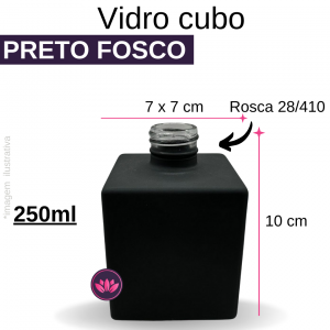 VIDRO CUBO 250 ML B/28 PRETO FOSCO