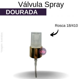 VALVULA B/18 SPRAY DOURADA TP TRANSPARENTE