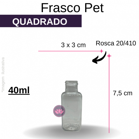 FRASCO PET 40 ML B/20/410 QUADRADO