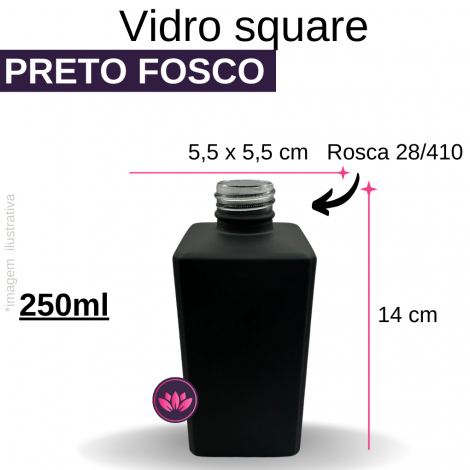 VIDRO SQUARE 250 ML B/28 PRETO FOSCO
