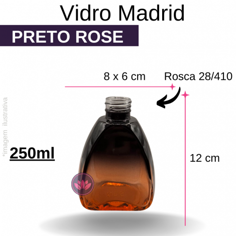 VIDRO MADRID 250ML PRETO ROSE B/28