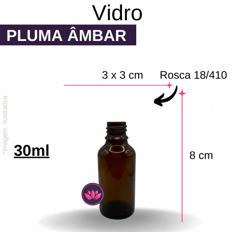 VIDRO PLUMA ÂMBAR 30 ML B/18