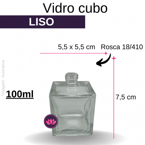 VIDRO CUBO 100 ML LISO B/18/410